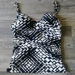 Apt.9 Black / white padded swimsuit size 12
